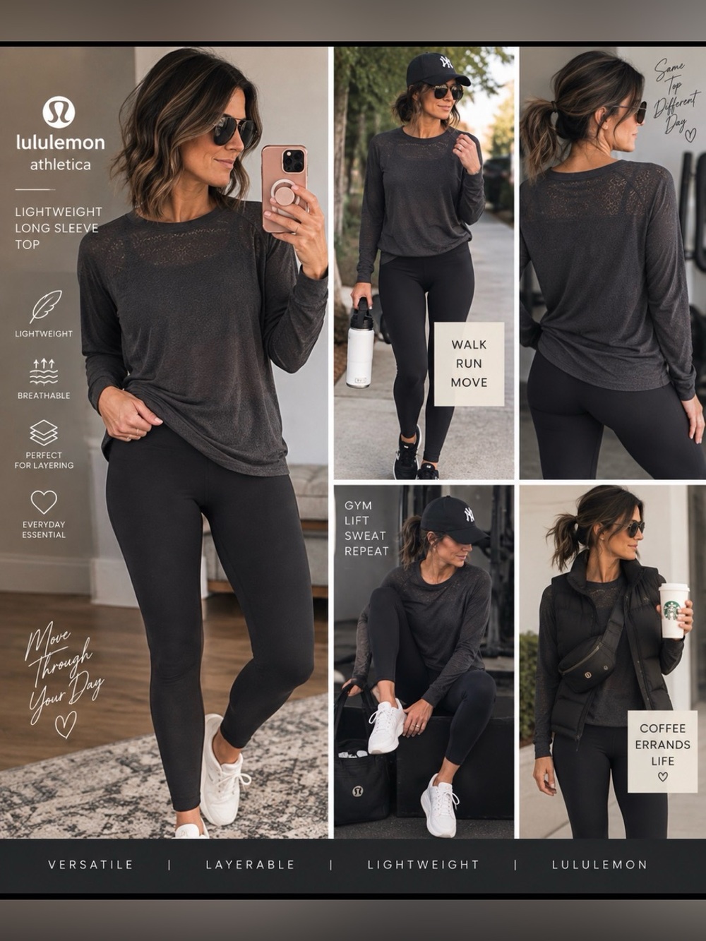 lululemon athletica Charcoal Long Sleeve Top